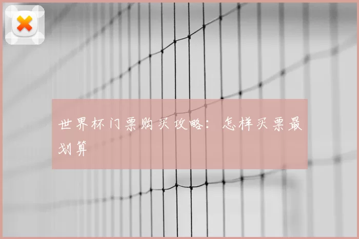 世界杯门票购买攻略：怎样买票最划算